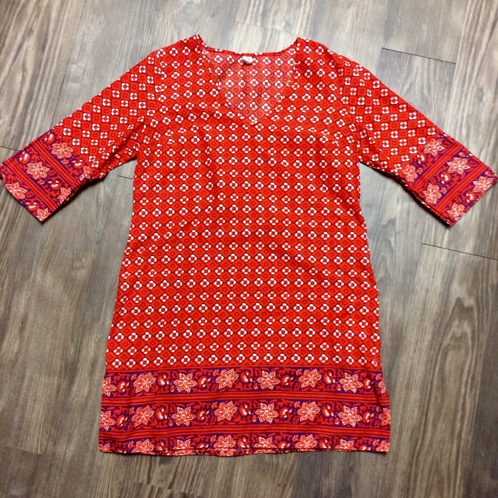 Old Navy Print Dress with Arm and Side Slits - Picture 2 of 6